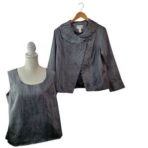 Elegant Gray Women's Blazer and Top Set
